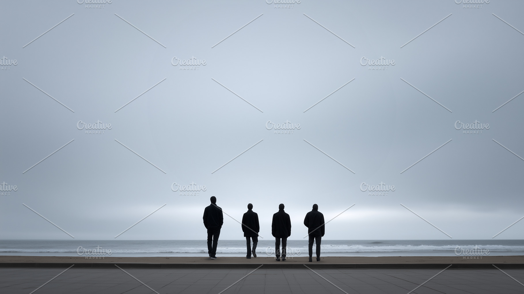 Silhouette of 4 male friends facing, a Person Photo by MistyDay
