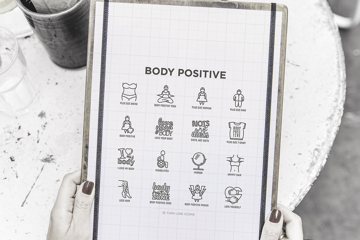 Body Positive | 16 Thin Line Icons, an Outline Icon by Alex Blogoodf (Photo 10 of 11)