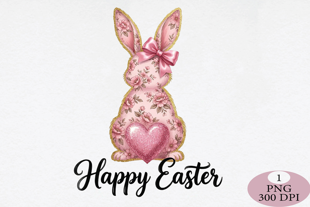 Happy Easter PNG, Pink Floral, an Illustration by Daily.Designs (Photo 1 of 5)
