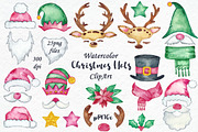 Christmas Hats Clipart, Watercolor, an Animal Illustration by PassionPNGcreation (Thumbnail 1 of 4)