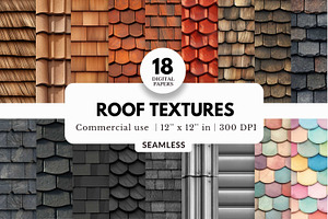 18 Roof Textures Digital Papers
