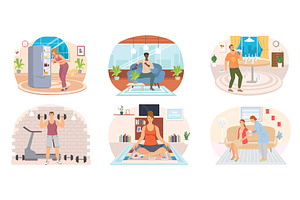 Set of illustrations about people, a Sport Illustration by TopVector