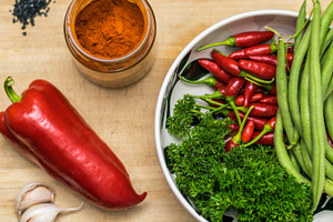 Vegetables featuring vegetables, chili, and paprika
