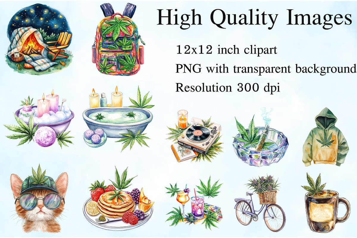 Cannabis Lifestyle Clipart Bundle, an Illustration by Craft Nest (Photo 2 of 5)