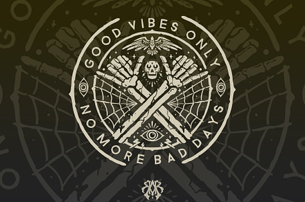 Good vibes skull badge