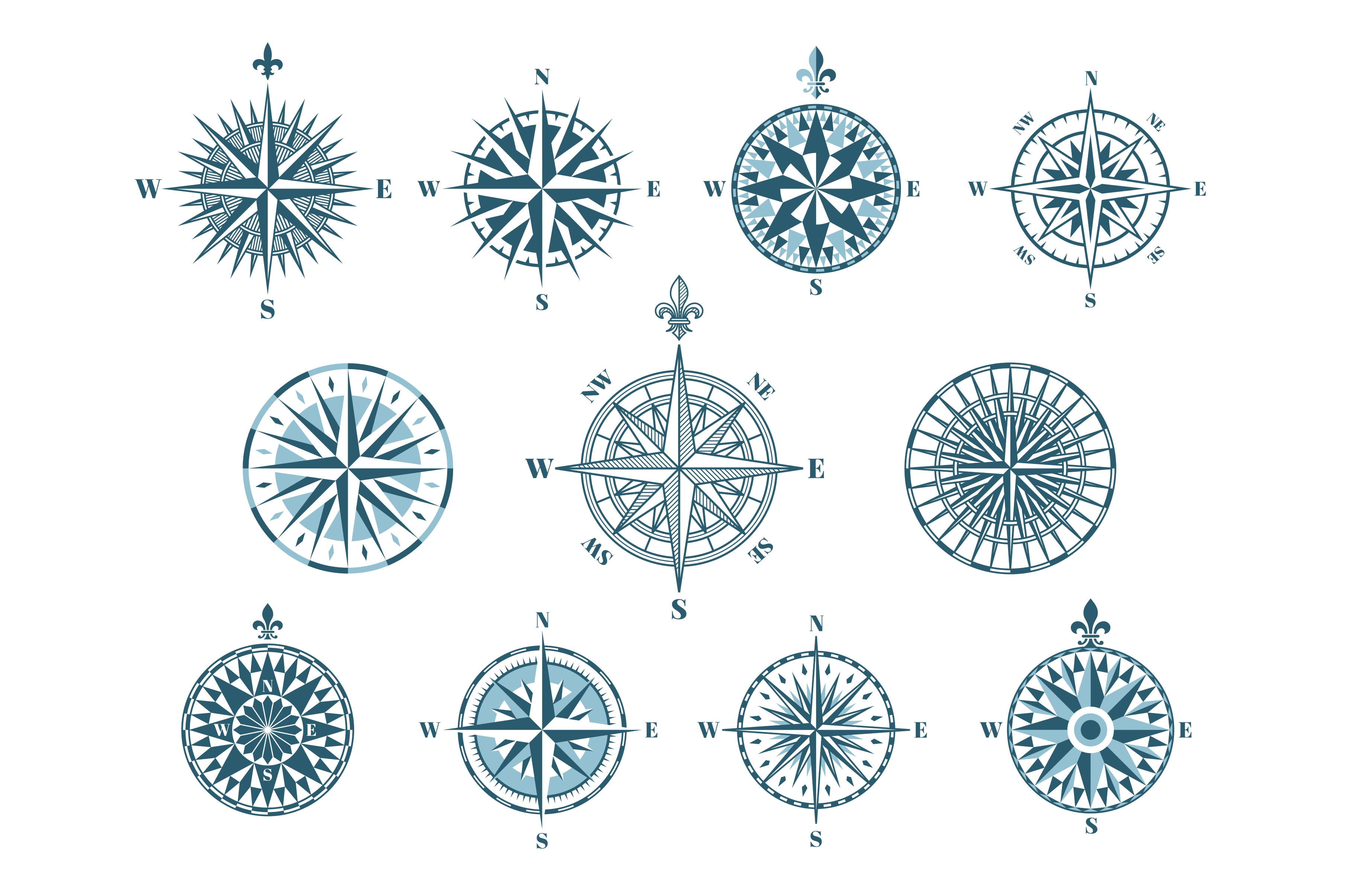 Vintage Compass Wind Rose Icons by Ladadikart  Creative Market