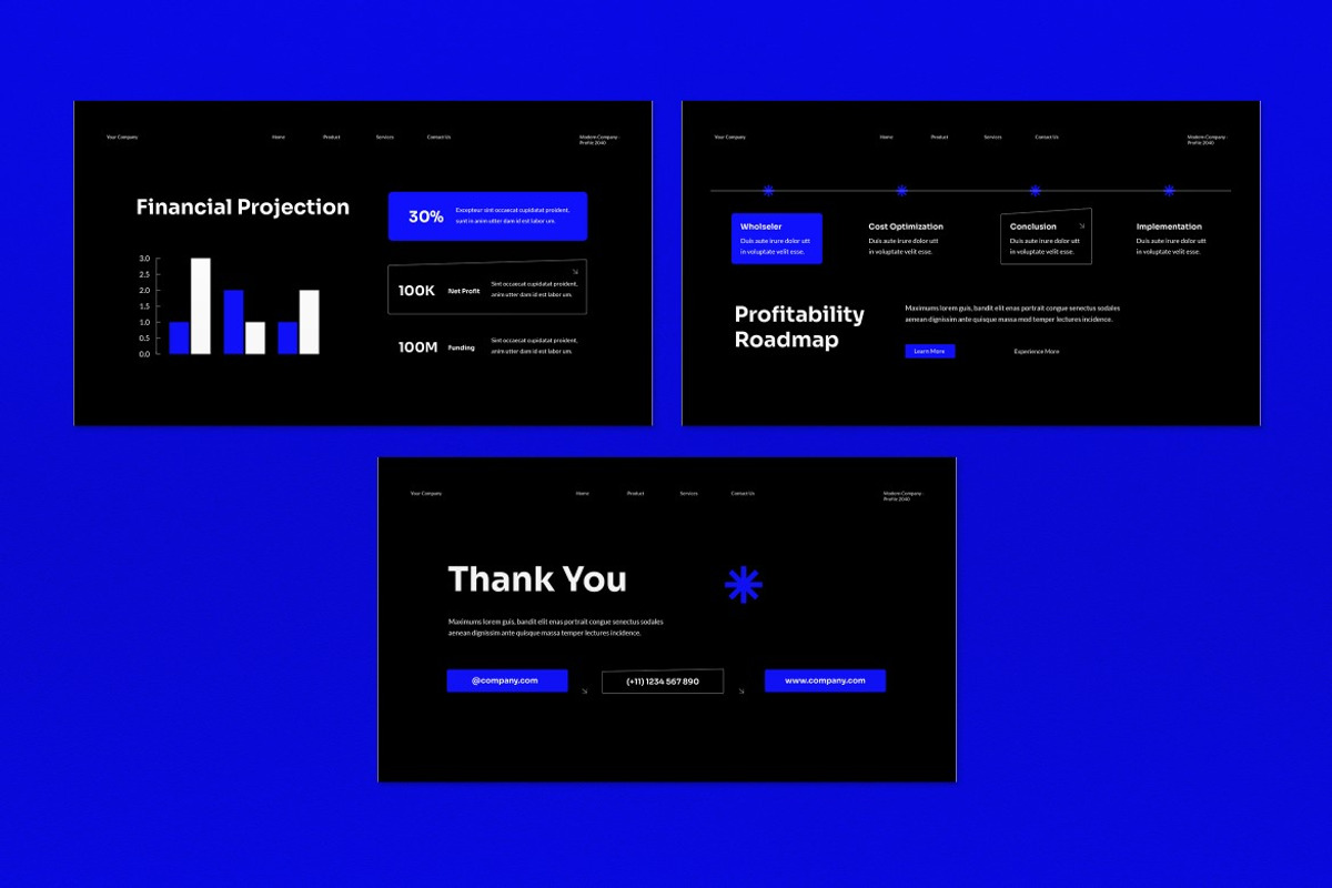 Black Company Profile Google Slide, a Presentation Template by graphicook (Photo 5 of 5)