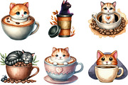Cat Silhouette Love Coffee Clipart, an Illustration by Designking (Thumbnail 3 of 4)