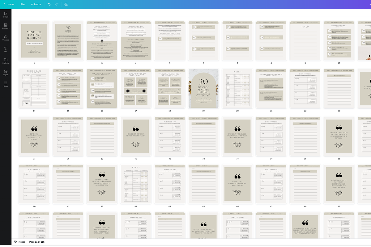 Mindful Eating Journal Template, a Presentation Template by HelloKarla (Photo 6 of 6)