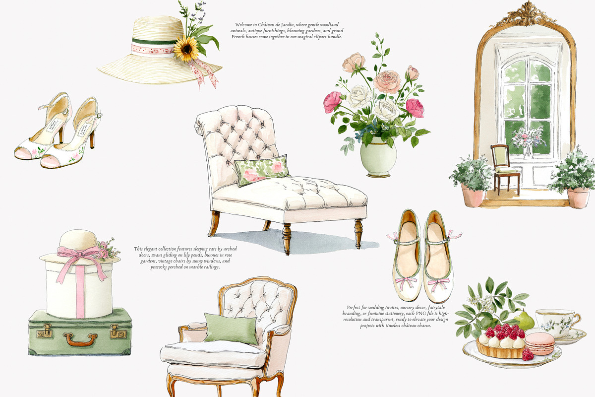 cottagecore graphics chateau decor, a Decorative Illustration by Patishop Art (Photo 3 of 10)