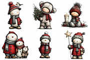 Whimsical Snowman Christmas Clipart, an Illustration by Daily.Designs (Thumbnail 3 of 5)