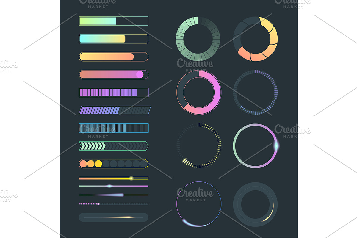 Loading Progress Bars Signs Set., a Templates & Theme by Bigmouse_art
