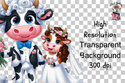 Cow Wedding Couple PNG Bundle, a Graphic by Clipart Bloom (Thumbnail 13 of 15)