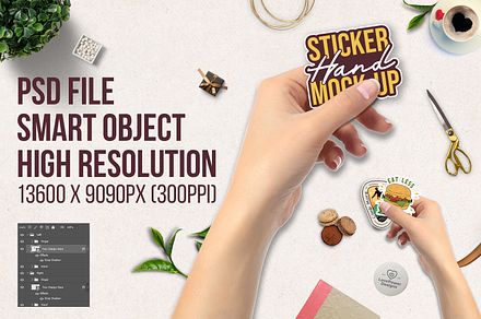 Mockup Hand Mockup | Sticker Mockup