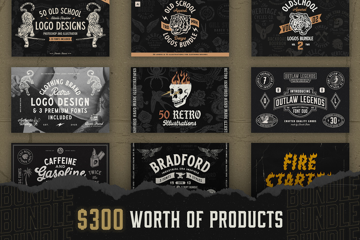 Apparel Designs Bundle, a Branding & Logo Template by Davide Bassu (Photo 2 of 25)
