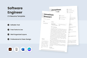 Modern CV for Software Engineer, a Resume Template by twinstd