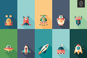 Space adventure flat square icon set, an Icon by Yury Velikanov (Thumbnail 2 of 2)