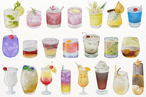 Watercolor Cocktail & Drink