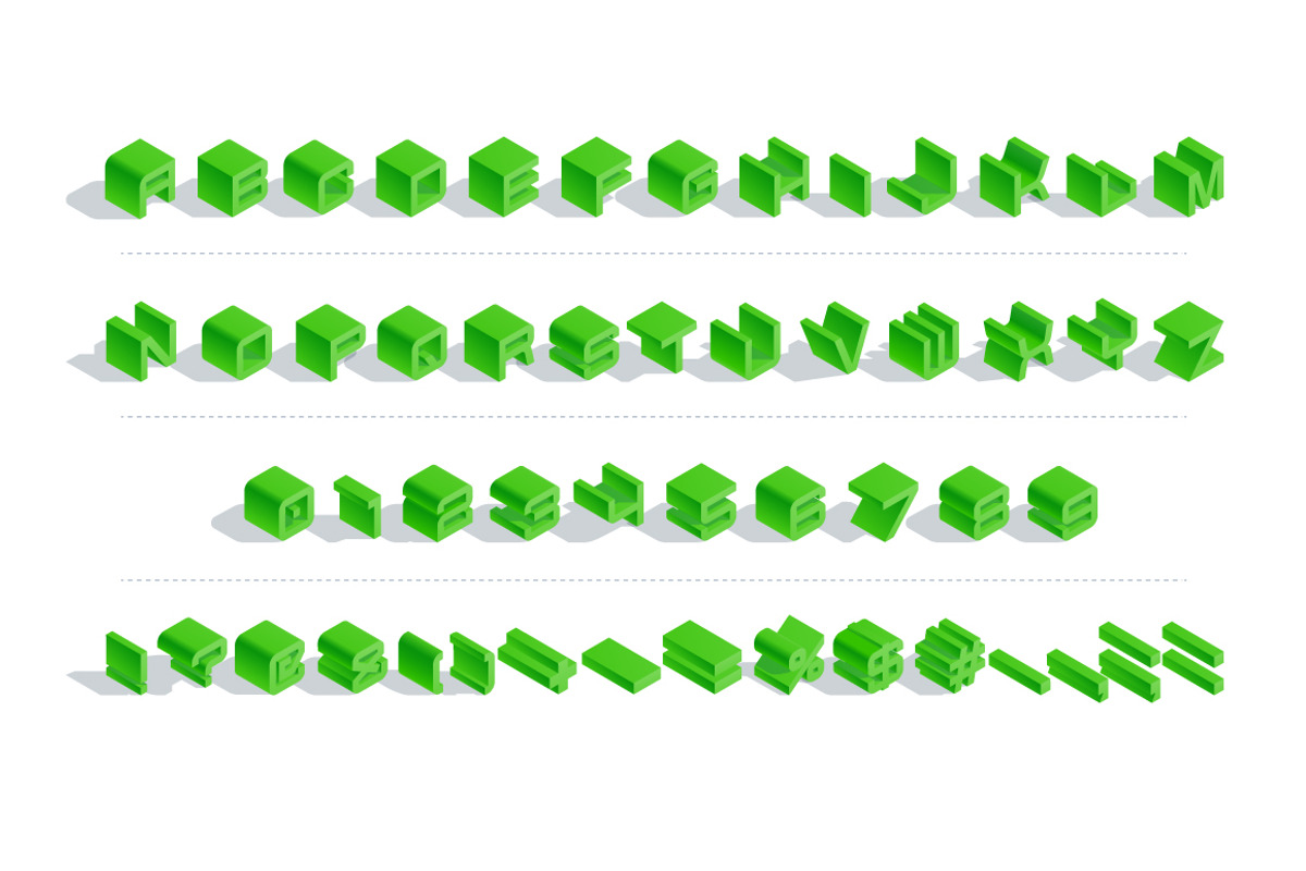Vector 3D isometric green letters preview 2