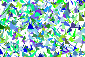 abstract triangles art greens, blues on white