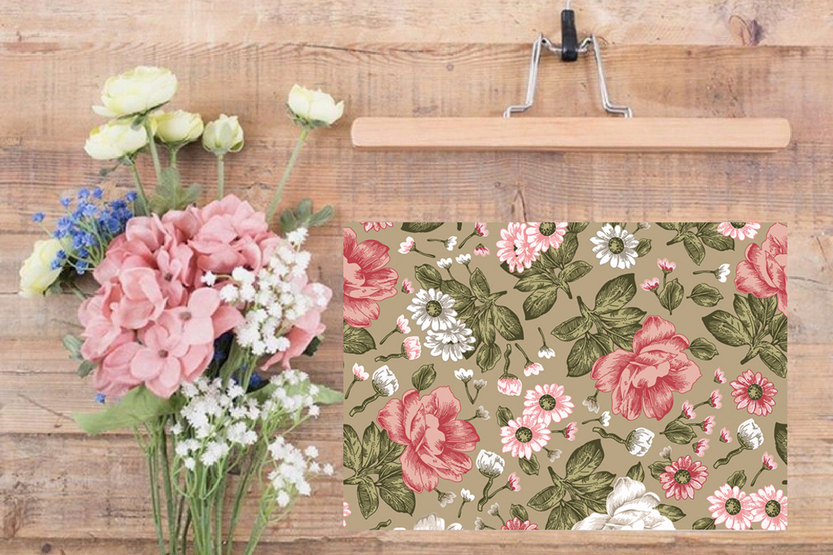 Seamless Flowers Peonies Chamomile, a Pattern Graphic by Vintage (Photo 9 of 11)