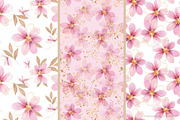 Pink Watercolor Flowers & Gold, a Decorative Illustration by Gribanessa (Thumbnail 6 of 13)
