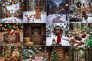 Rustic Christmas Digital Backdrops, a Background Graphic by Walllow Creatives (Thumbnail 2 of 3)