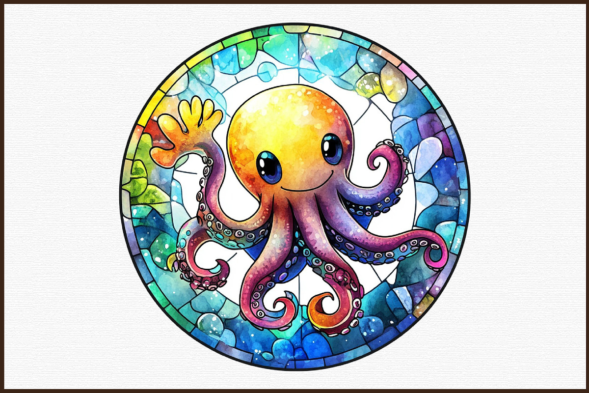 Summer Animals Stained Glass Clipart, an Illustration by Sublimation Artist (Photo 3 of 6)