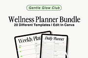 Digital Wellness Planner Bundle, a Templates & Theme by Gentle Glow Club (Thumbnail 1 of 4)