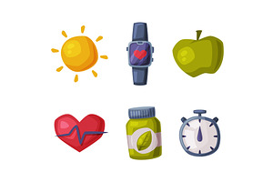 Healthy Lifestyle Objects with, a Sport Illustration by TopVectors