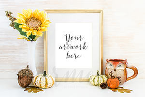 Fall Gold Frame Mockup No.6, a Print Template by CarmenCreativeStudio
