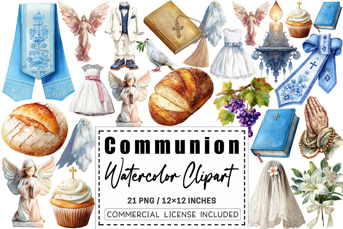 Watercolor First Communion Clipart, a Graphic by CitraGraphics (Photo 1 of 4)