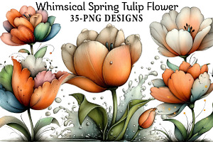 Whimsical Spring Tulip Flower Clipar, an Illustration by Daily.Designs