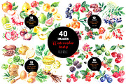 BUNDLE Watercolor Tasty Vector Set, a Food Illustration by Elena Pimonova (Thumbnail 1 of 5)