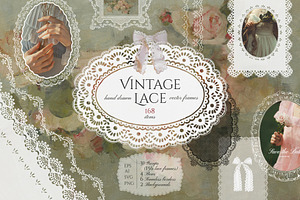 Vector Lace Frames & Vintage Doilies, an Object Graphic by Berentine.art