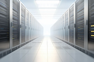 Futuristic data center corridor with, a Technology Photo by MistyDay