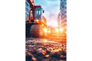 Excavator in action on city street, an Industrial Photo by Lermont51