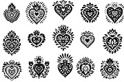Mexican Folk Art Sacred Hearts SVG, an Object Graphic by Pattern Whimsy (Thumbnail 2 of 4)