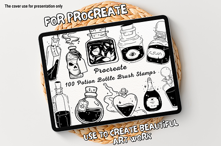 100 Potion Bottle Procreate Stamps, a Brush Add-On by Painter Creative Books