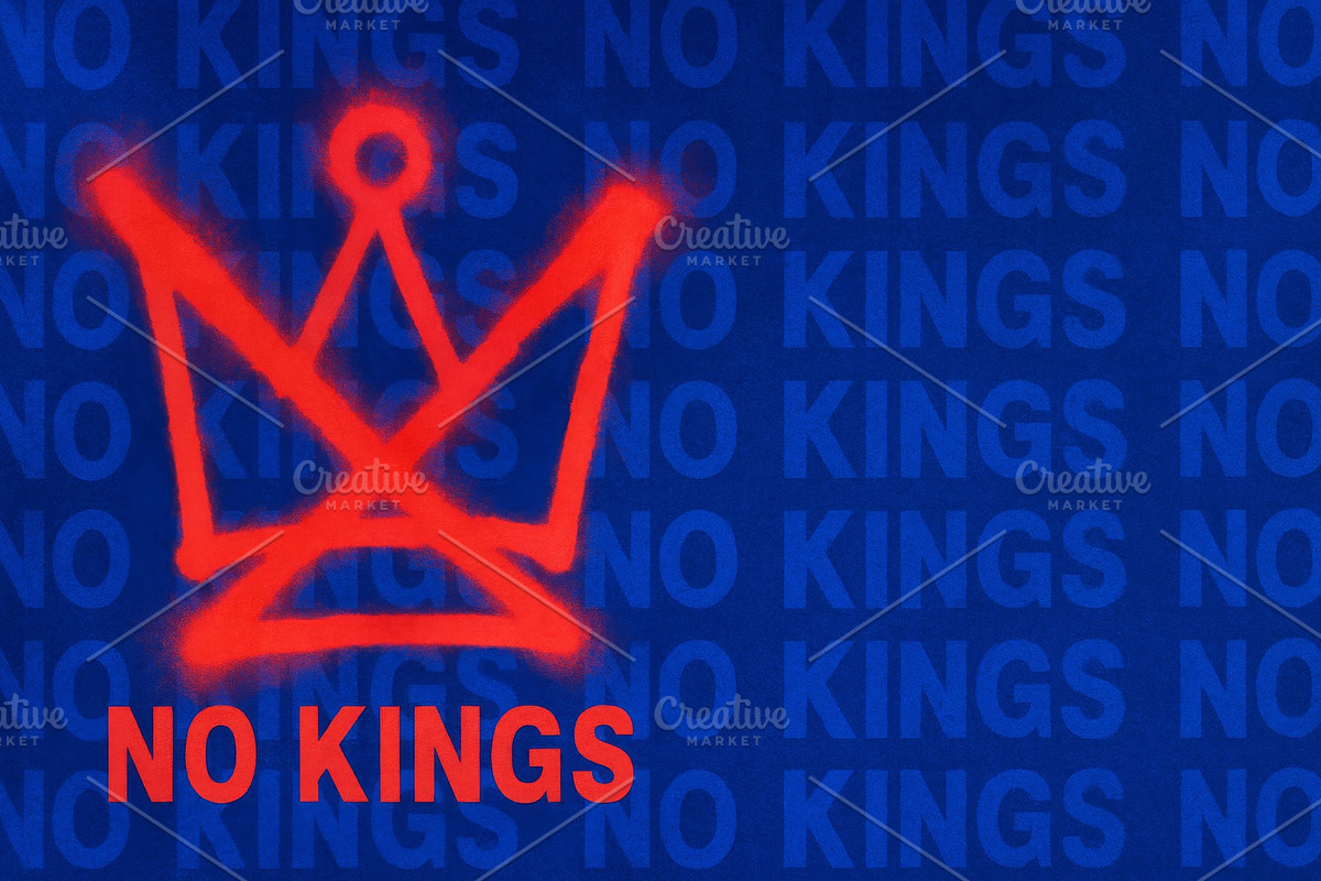 No kings protest concept with red cr, an Illustration by Dvoevnore photos