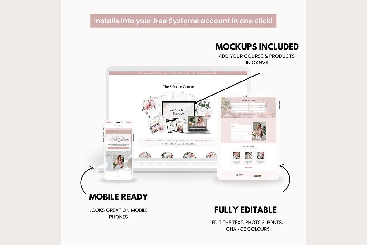 Systeme.io Blush Branding Blog, a Landing Page Template by Hayley's Digital Hub (Photo 3 of 10)