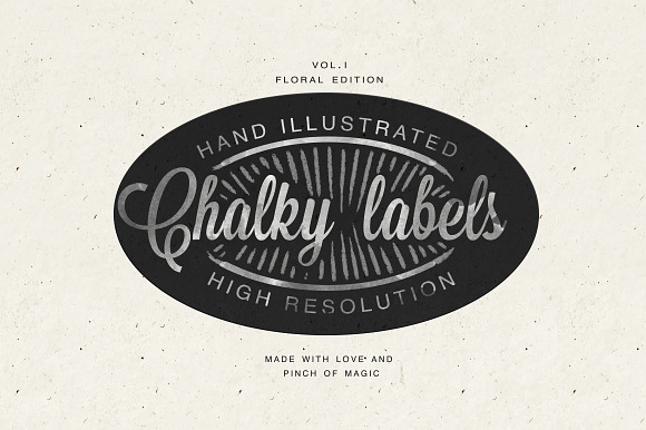 Hand illustrated chalk labels preview 5