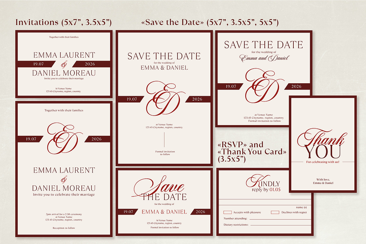 The Red Wedding Invitation Templates preview 2