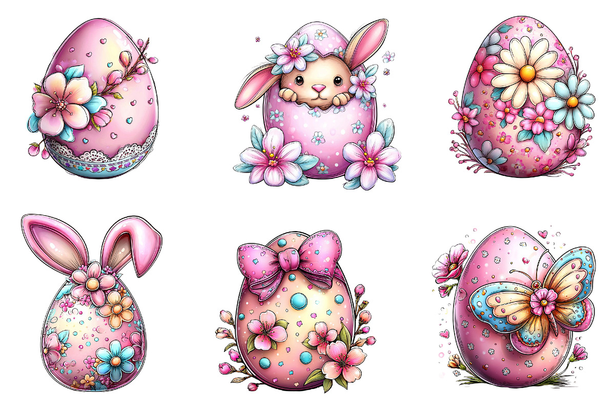 Happy Easter Eggs Clipart, an Illustration by Dream Creation (Photo 5 of 6)