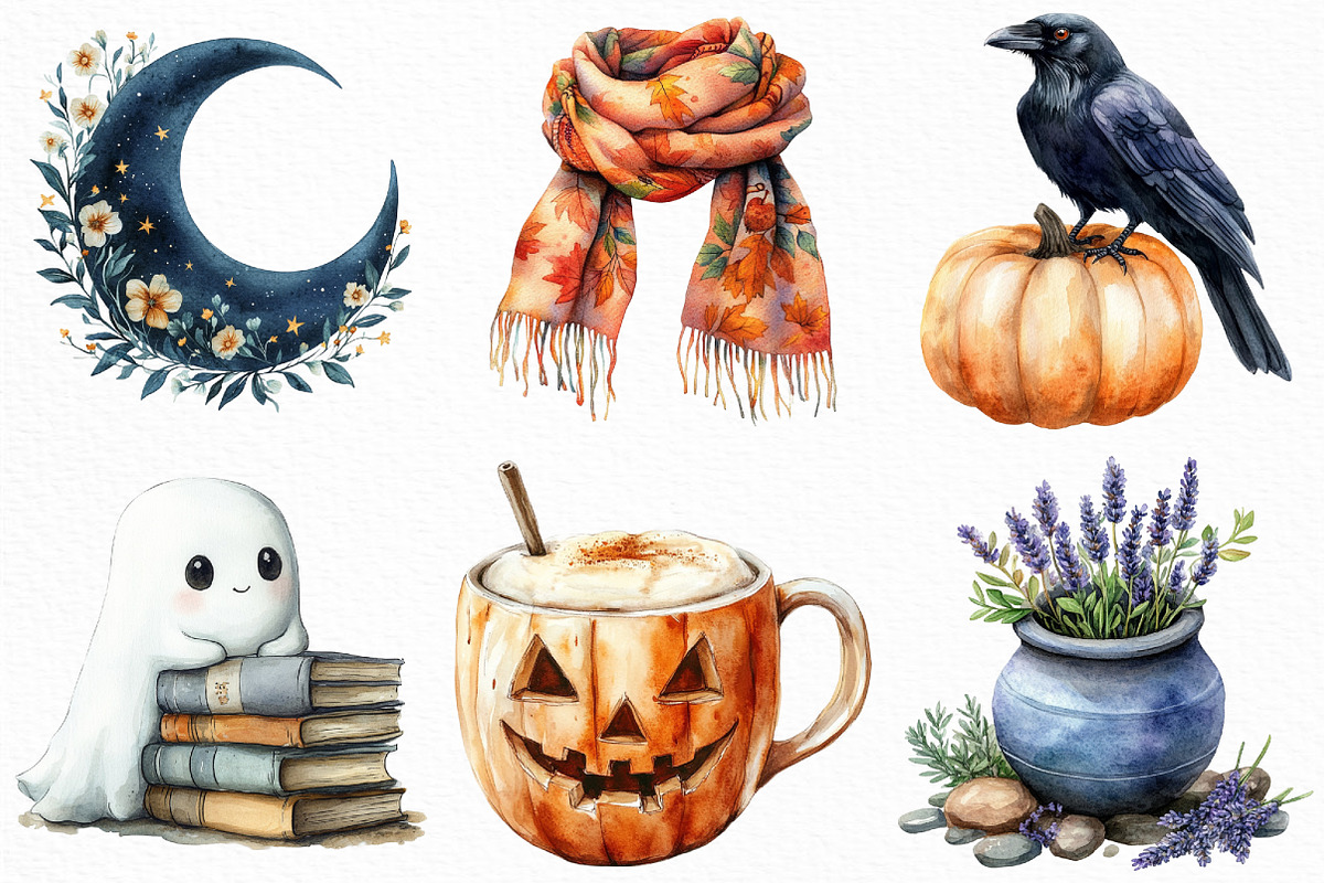 Serene Halloween Day Clipart, an Illustration by Craft Nest (Photo 3 of 6)