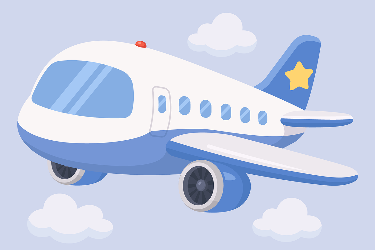 Airplane Flying in Blue Sky, a Transportation Illustration by Artpon Illustration (Photo 2 of 3)