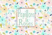 Papillons & Roses patterns, a Pattern Graphic by Anny Cecilia Walter (Thumbnail 1 of 6)