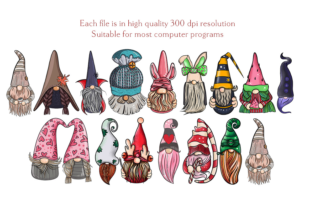 Christmas Gnomes clipart Procreate, an Education Illustration by ElladesignCo (Photo 7 of 7)