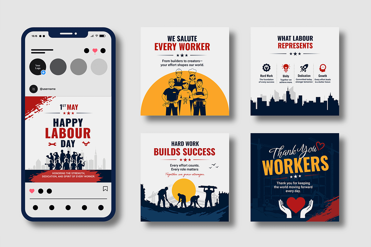 Labour Day Awareness Social Post, a Social Media Template by MightyDesign (Photo 2 of 8)