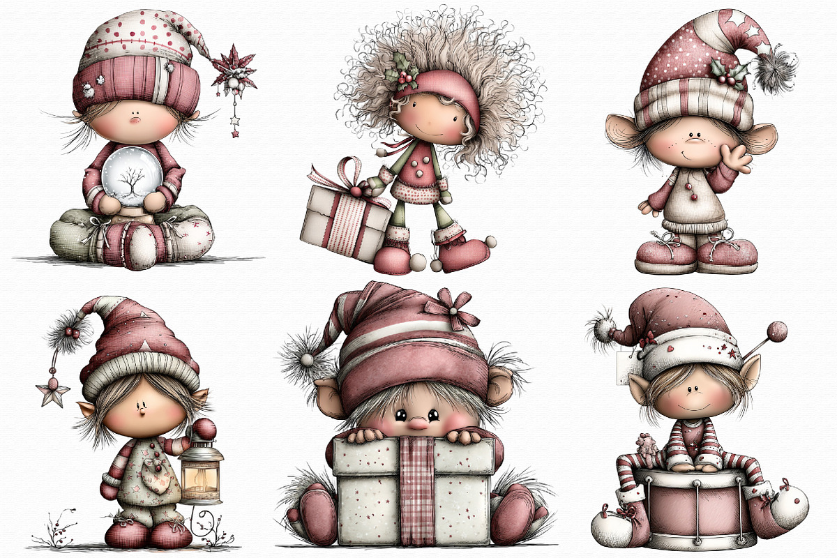 Whicmila Christmas Elf Clipart, an Illustration by Libby Wishes (Photo 3 of 6)